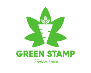 Green Cannabis Carrot logo design