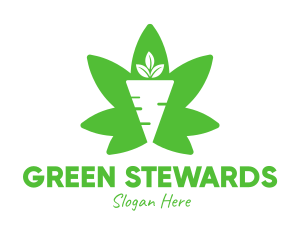 Green Cannabis Carrot logo design