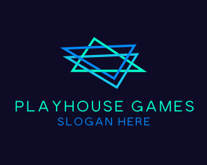 Gaming Neon Triangle Star logo design