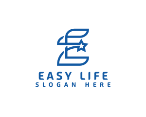 Blue E Star logo design