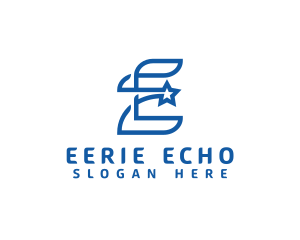 Blue E Star logo design