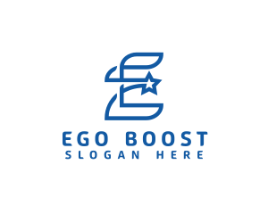 Blue E Star logo design