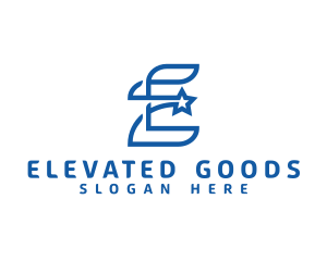 Blue E Star logo design