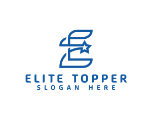 Blue E Star logo design