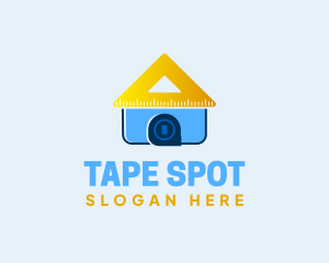 Triangle Tape Measure House logo design