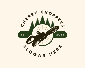 Lumberjack Chainsaw Trees logo design