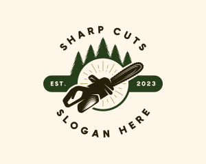 Lumberjack Chainsaw Trees logo design