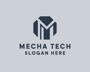 Octagon Tech Builder Letter M logo design