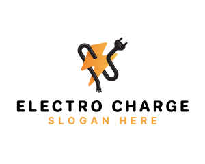 Lightning Plug Electricity logo design