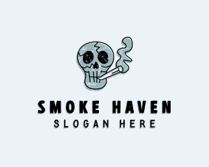 Cartoon Smoking Skull  logo