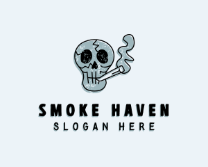 Cartoon Smoking Skull  logo design