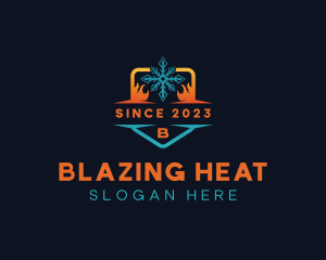 Flame Heat Snowflake logo design