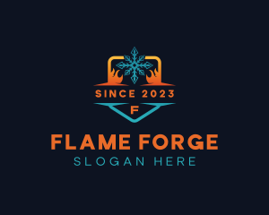 Flame Heat Snowflake logo design