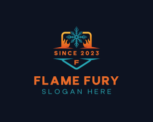 Flame Heat Snowflake logo design