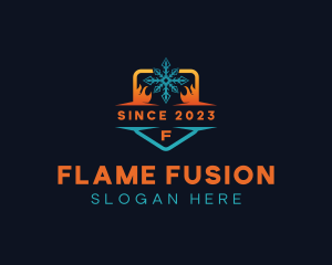 Flame Heat Snowflake logo design