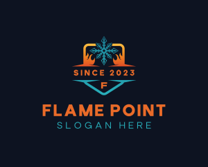 Flame Heat Snowflake logo design