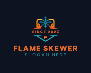 Flame Heat Snowflake logo design