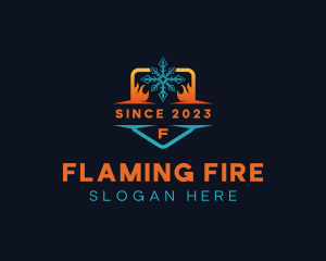 Flame Heat Snowflake logo design