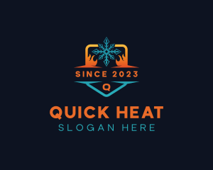 Flame Heat Snowflake logo design