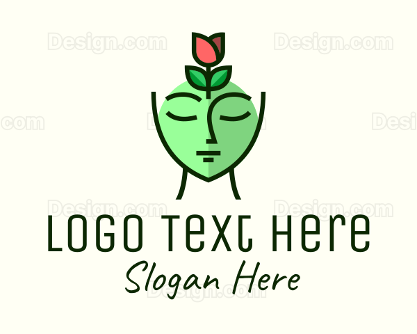 Green Rose Woman Logo