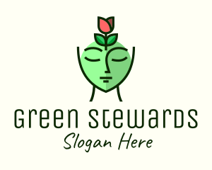 Green Rose Woman logo design