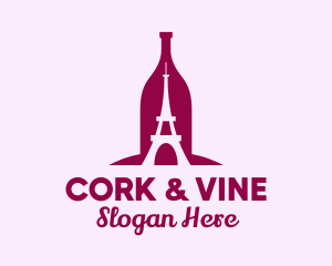 French Wine Bottle logo design