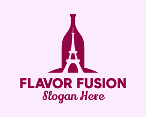 French Wine Bottle logo design