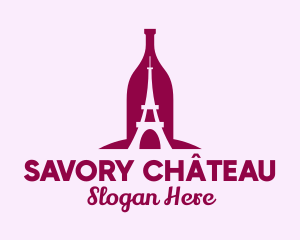 French Wine Bottle logo design