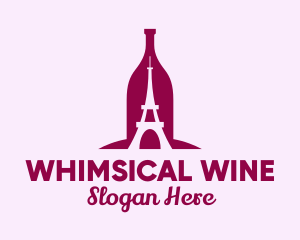 French Wine Bottle logo design