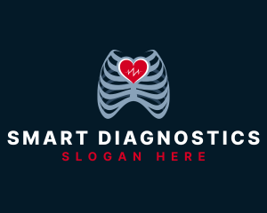 Medical Heart Ribs logo design