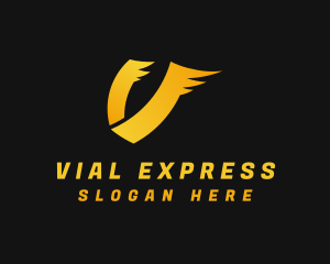 Express Delivery Letter V logo design