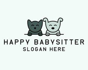 Happy Cat Dog Pet  logo design