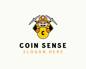 Coin Mining Man logo design