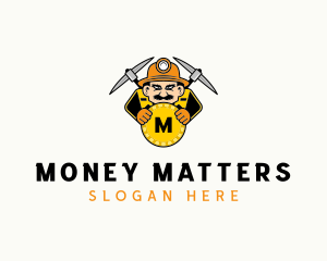 Coin Mining Man logo design