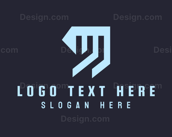 Blue Geometric Letter W Logo