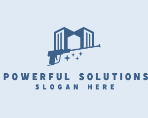 Pressure Washer Building Cleaner logo design