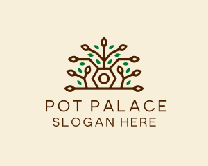 Growing Plant Pot logo design