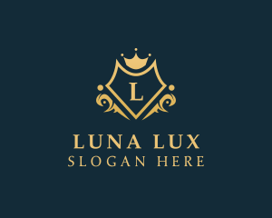 Luxe Crown Shield Brand logo design