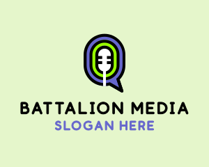 Microphone Chat Bubble Podcast logo design