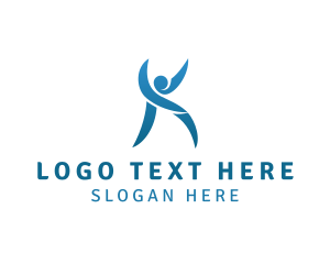 Aerobics - Human Yoga Letter K logo design