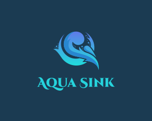 Aqua Water Wave logo design