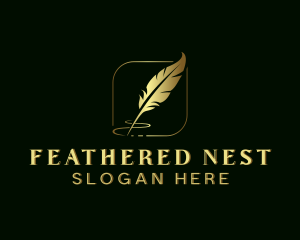 Writer Feather Blogger  logo design