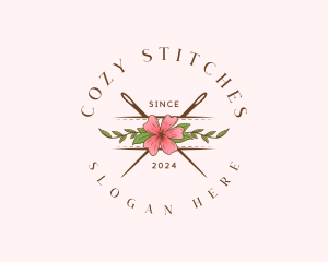 Floral Needle Stitch logo design