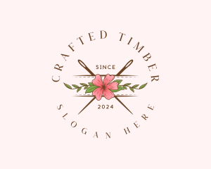 Floral Needle Stitch logo design