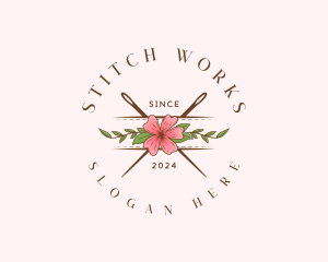 Floral Needle Stitch logo design