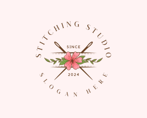 Floral Needle Stitch logo design