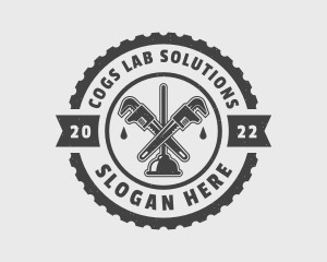 Cog Plunger Pipe Wrench logo design