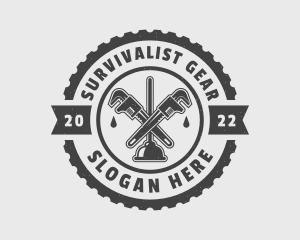 Cog Plunger Pipe Wrench logo design