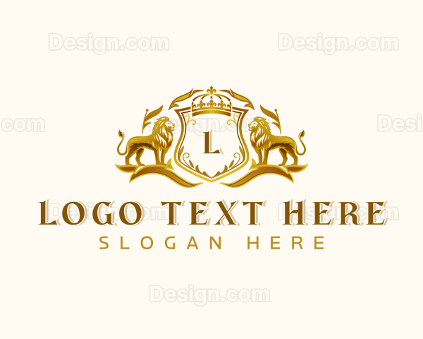 Elegant Shield Crown Lion Logo