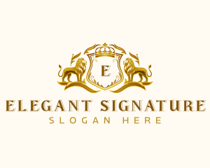 Elegant Shield Crown Lion logo design